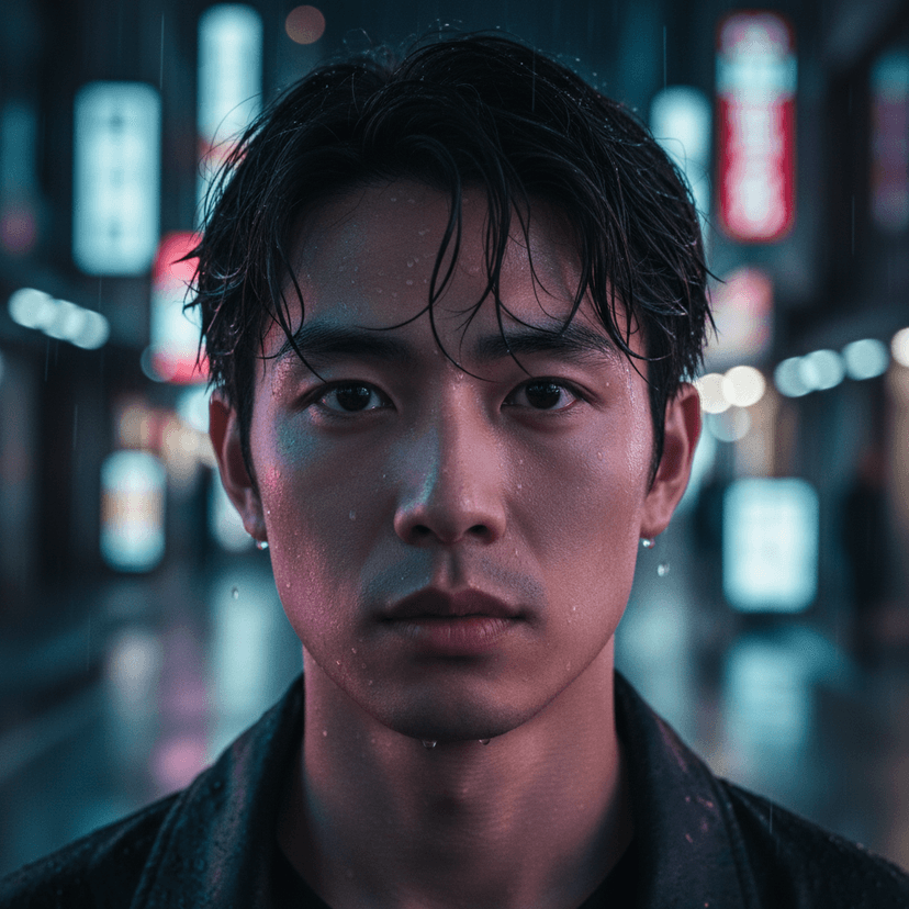 AI-generated Tokyo rain portrait